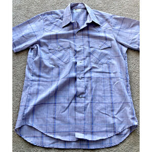 VTG Key Imperial Short Sleeve Button Up Purple 16 1/2